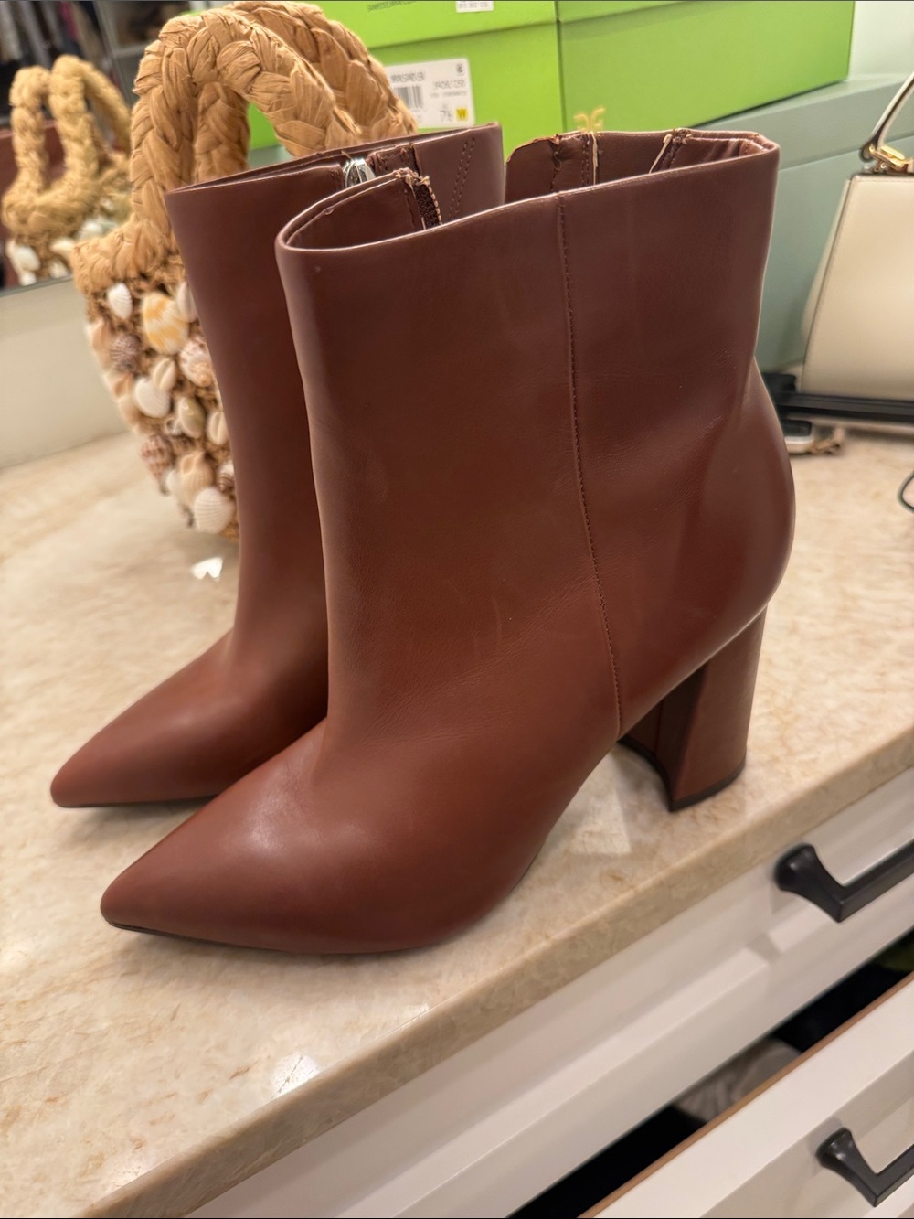 Marc Fisher Women’s Pointed Toe Brown Ankle Boots - Picture 2 of 4